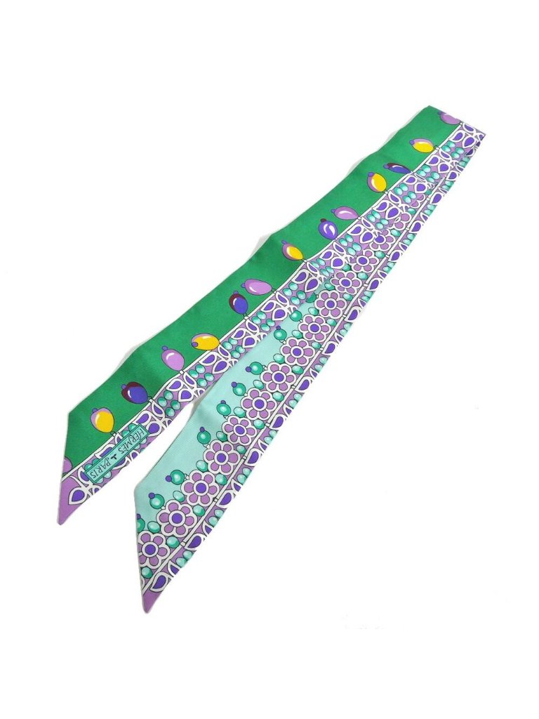 Hermes Twilly Parures Des Maharajas Silk 100 Green